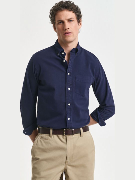 Long-sleeved Cotton Shirt Blue