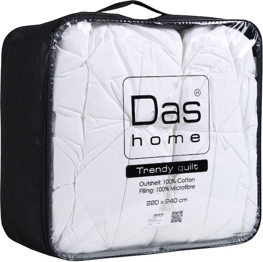Das Home Завивка Двойна с Пълнеж Микрофибър 220x240см Trendy 3D Top Side 1035 Бял 800 GSM 11.5 Тогс