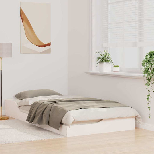 Single Bed Base Wooden White with Slats for Mattress 75x190cm