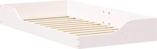 Single Bed Base Wooden White with Slats for Mattress 75x190cm
