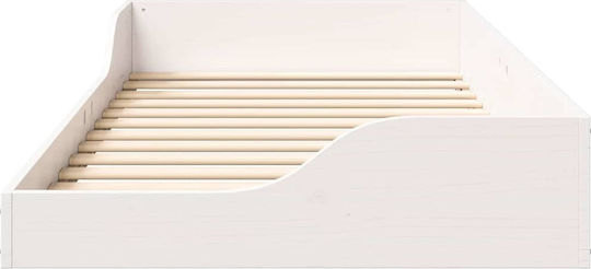 Single Bed Base Wooden White with Slats for Mattress 75x190cm