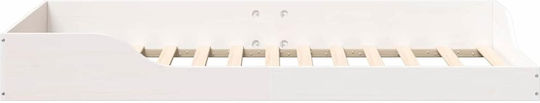 Single Bed Base Wooden White with Slats for Mattress 75x190cm