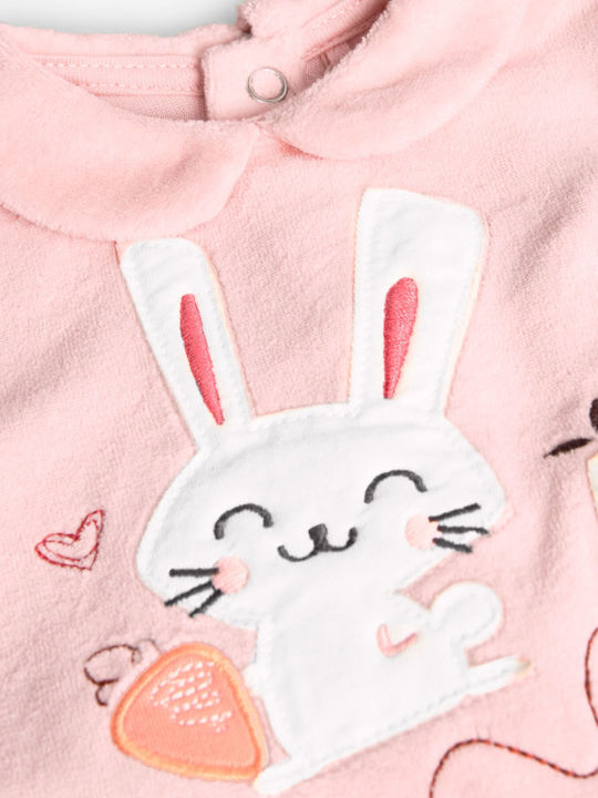 Boboli Babystrampler Langärmliges Samt Pink