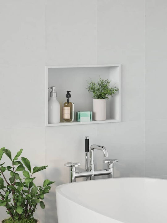 vidaXL Επιτοίχια Ραφιέρα Μπάνιου Μεταλλική 45x9.5x30cm Λευκή
