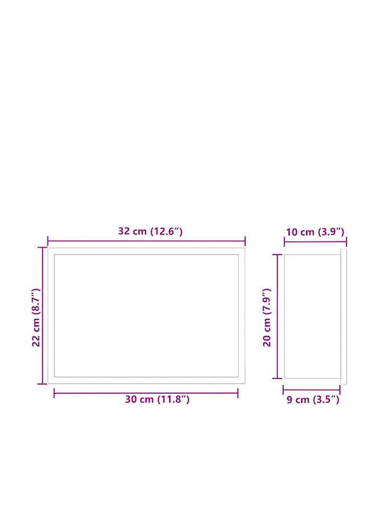 vidaXL Επιτοίχια Ραφιέρα Μπάνιου Μεταλλική 30x9.5x20cm Μαύρη