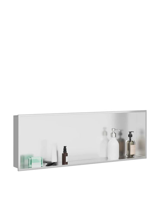 vidaXL Wall Mounted Bathroom Shelf Metallic 30x9.5x90cm Silver