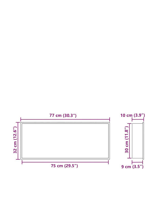 vidaXL Επιτοίχια Ραφιέρα Μπάνιου Μεταλλική 75x9.5x30cm Μαύρη