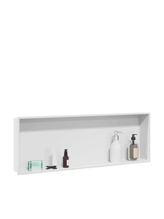 vidaXL Επιτοίχια Ραφιέρα Μπάνιου Μεταλλική 30x9.5x90cm Λευκή