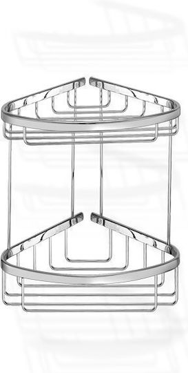 Sanco Extra Comfort Colțar Montat pe perete Raft Baie Inox cu 2 Rafturi 26x21x29cm Argintie