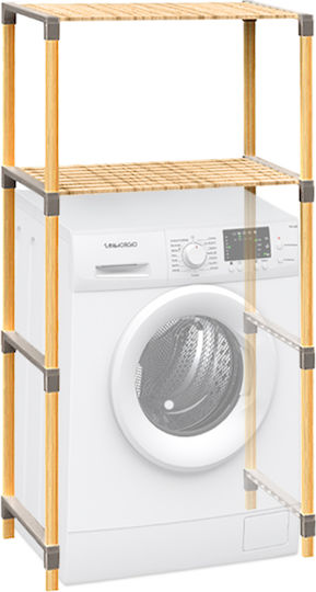 FixWood Boden Badezimmerregal Hölzernes mit 2 Regalböden 33x33x127cm Beige