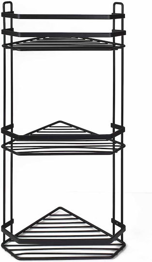 Estia Elegant Corner Wall Mounted Bathroom Shelf Metallic with 3 Shelves 54x28x18cm Black