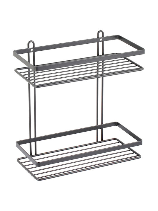 Estia Elegant Wall Mounted Bathroom Shelf Metallic with 2 Shelves 27x25x12.5cm Black