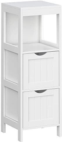 Songmics Подов Рафт за баня Дървен с 3 рафта 30x30x89см Бял