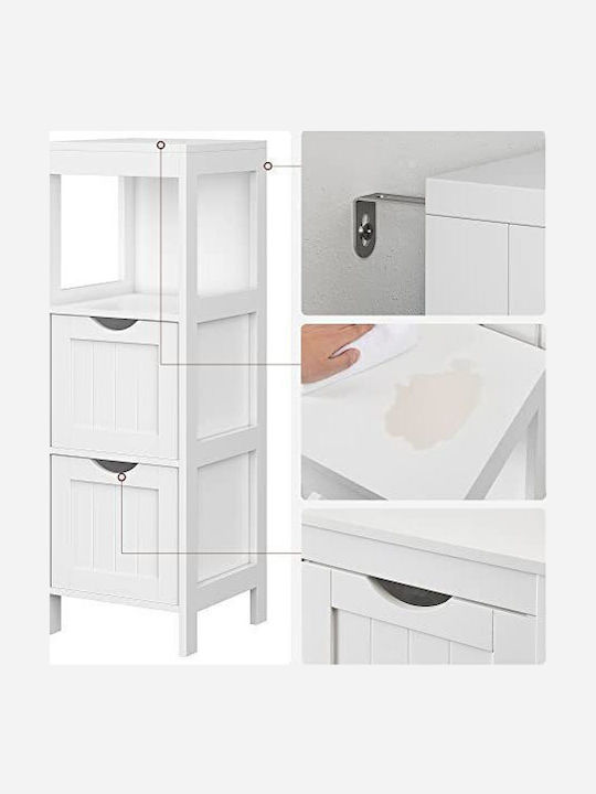 Songmics Подов Рафт за баня Дървен с 3 рафта 30x30x89см Бял