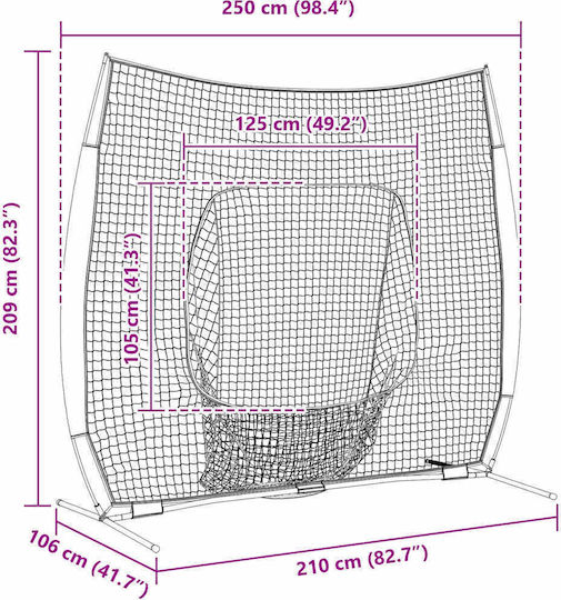 Vidaxl Baseball & Softball Black 250 x 106 x 209 cm Polyester