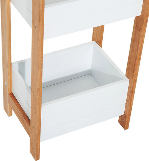 HomCom Boden Badezimmerregal Bamboo mit 3 Regalböden 27.5x27.5x27.5cm Weiß