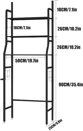 Cyclops TW-101 Floor Bathroom Shelf Metallic with 3 Shelves 47x25x156cm White
