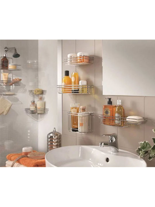 Metaltex Cuba Γωνιακή Επιτοίχια Ραφιέρα Μπάνιου Inox με 1 Ράφι 15x15x5cm