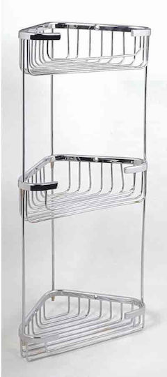 Tema Colțar Montat pe perete Raft Baie Inox cu 3 Rafturi 20x15x50cm Argintie