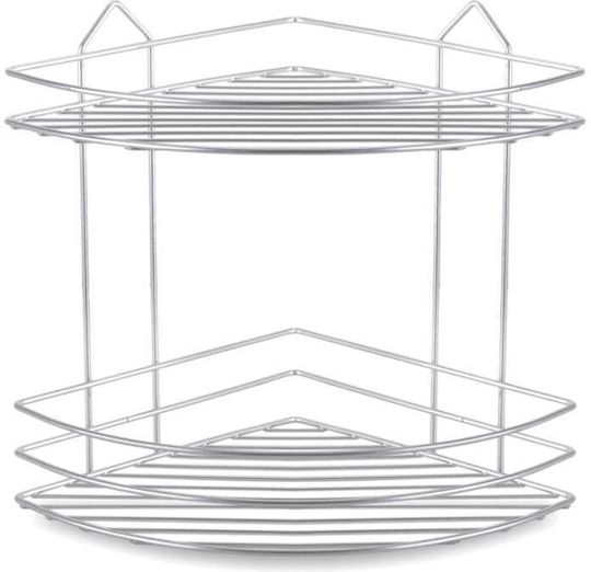 Viosarp Ecke An der Wand montiert Badezimmerregal Metallisch mit 2 Regalböden 30x24x34cm Silber