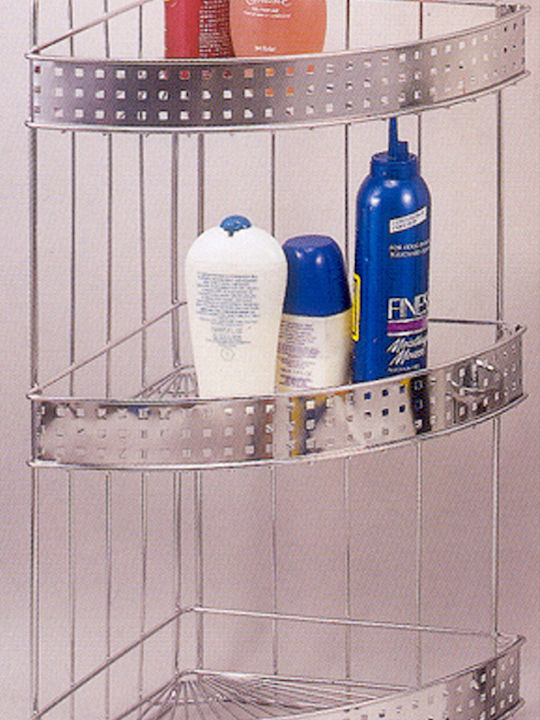 Colțar Montat pe perete Raft Baie Inox cu 3 Rafturi 25x25x58cm Argintie