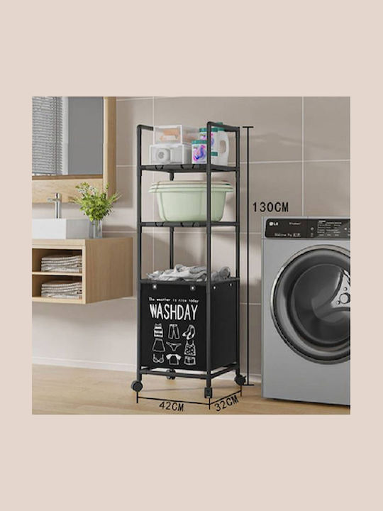 Floor Bathroom Shelf Metallic 41x32x133cm Black