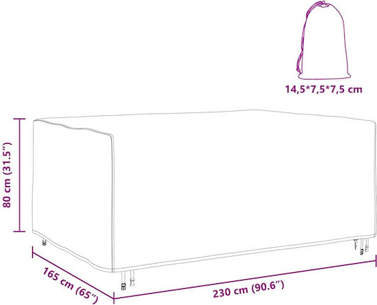 vidaXL Waterproof Dining Table Cover Black 230x165x80cm
