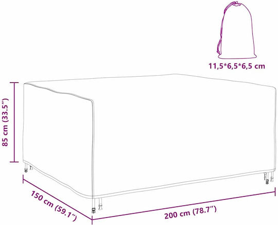 vidaXL Waterproof Dining Table Cover Black 200x150x85cm