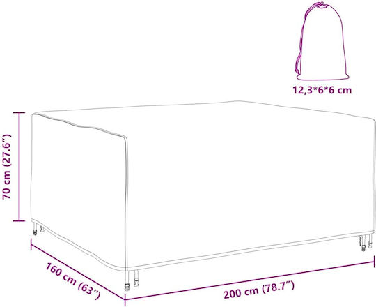vidaXL Waterproof Dining Table Cover Black 200x160x70cm