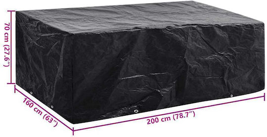 vidaXL Waterproof Protective Dining Table Cover 200x160x70cm In Black Color