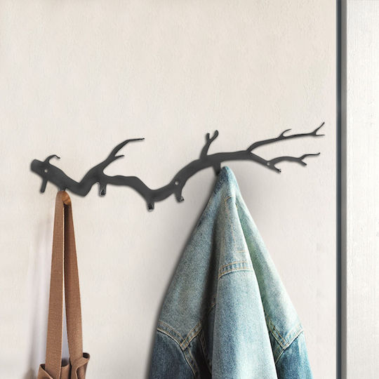 HomeMarkt Metal Wall Hanger with 6 Slots Μαύρη 87x1x22cm 1pc