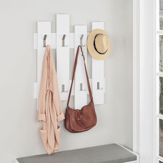HomeMarkt Κρεμάστρα Τοίχου Wesson Ξύλινη 16 Θέσεων Λευκή 64x4x79cm