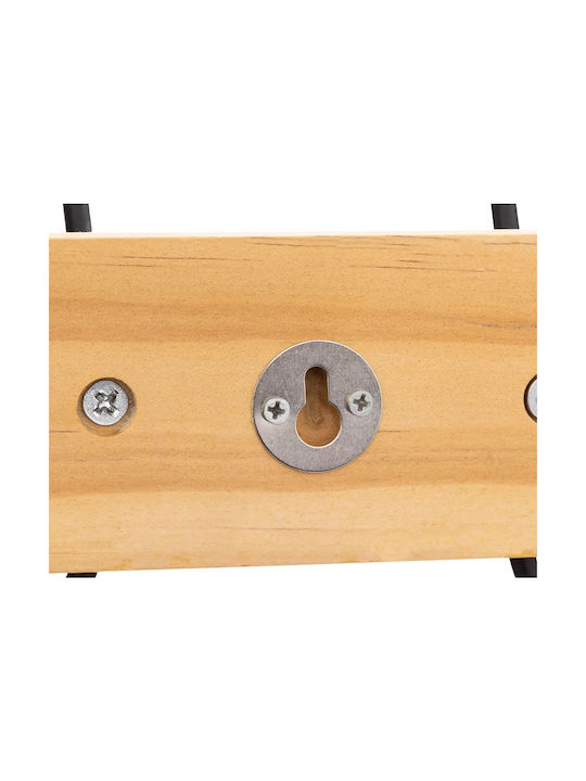 5Five Wooden Wall Hanger 6 Hooks Black 77x13.5x5.5cm
