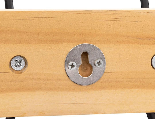 5Five Agățătoare De Perete Din Lemn Cu 6 Compartimente Neagră 77x13.5x5.5cm