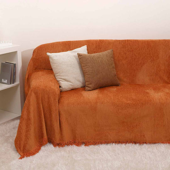 Anna Riska 1300 Ριχτάρι Πολυθρόνας Chenille 150x180εκ. Terracotta