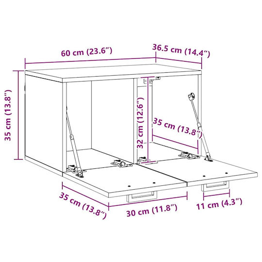 vidaXL Ντουλάπι Μπάνιου 60x36.5x35cm Καφέ