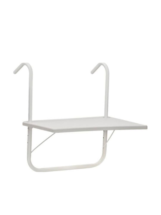 Plastic Table for Small Outdoor Spaces with White Metal Frame 51.5x39.5x55cm