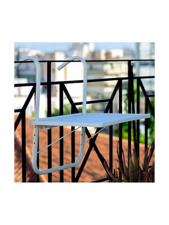 Plastic Table for Small Outdoor Spaces with White Metal Frame 51.5x39.5x55cm