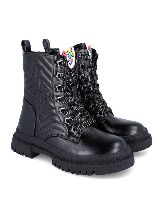 Kids Boots from Patent Leather with Zipper Black