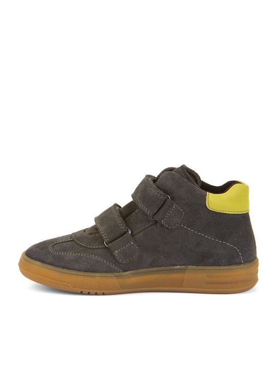 Anatomisch Lederne Kinderstiefeletten mit Klettverschluss Gray