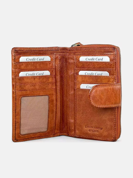 Large Leather Women's Wallet Classic Tabac Brown