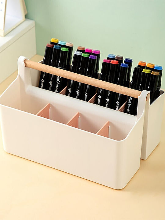 Organizator Cosmetice Cu Separatoare Alb 25x18x5cm
