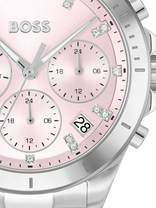 Boss Alley Women's Watch 36mm Chronograph Battery with Silver Stainless Steel Bracelet