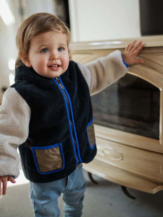 Kids Cardigan Fur with Hood Multicolored