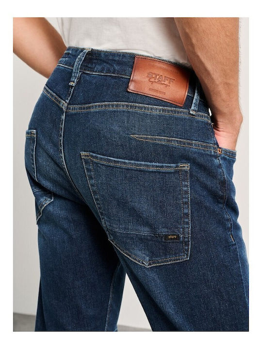 Simon Men's Elastic Jeans Pants with Regular Straight Fit Blue