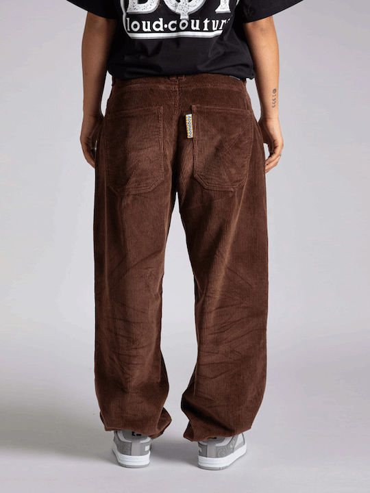 Damen Stoff Hose in Weitem Schnitt Brown