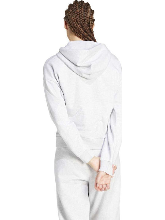 Essentials 3-stripes Women's Sweatshirt Jacket Hooded Gray