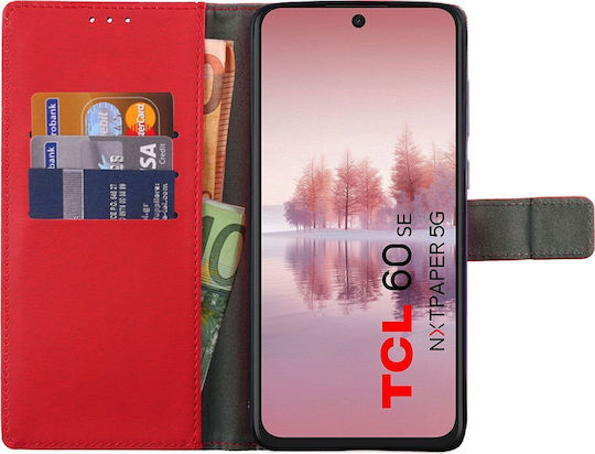 Volte-Tel Book Synthetic Leather / Silicone Red (TCL 60, TCL 60 SE, TCL 60R)