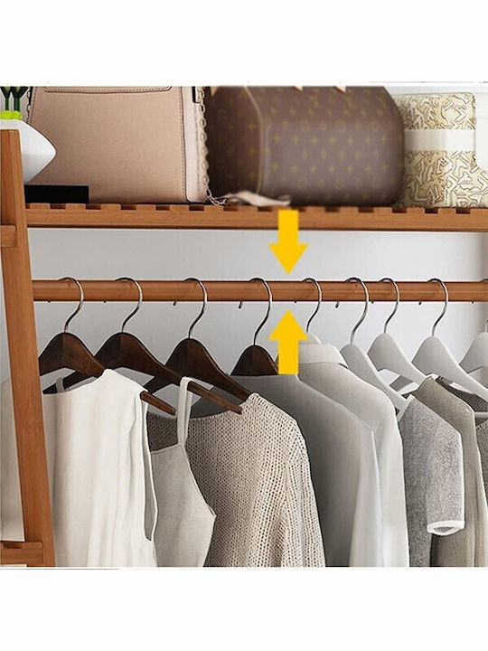 Floor Garment Rack made of Wood Brown 140cm