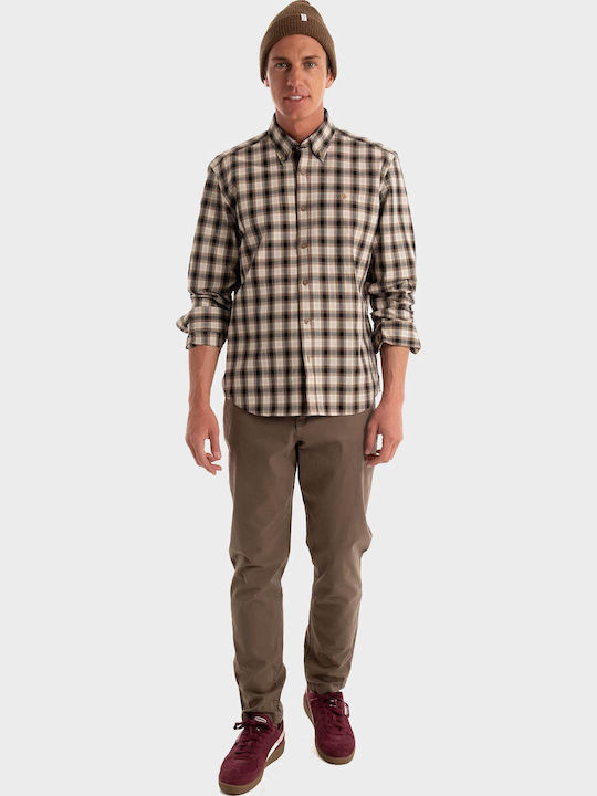 Regular-fit Langärmlig Baumwolle Hemd Beige